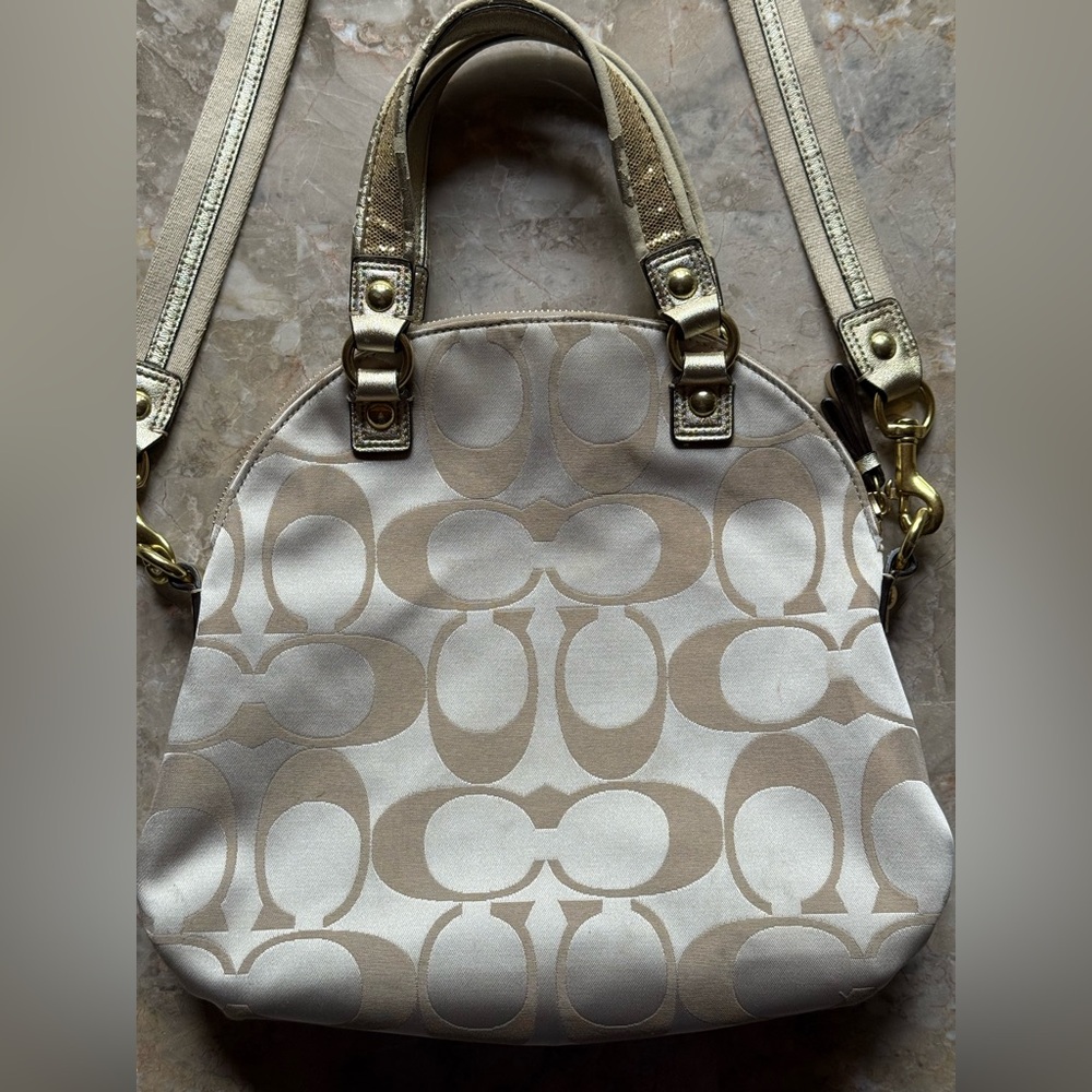 Coach Poppy Signsture C Multicolor Floral Zipper Pocket Crossbody Shoulder Bag - Picture 5 of 10